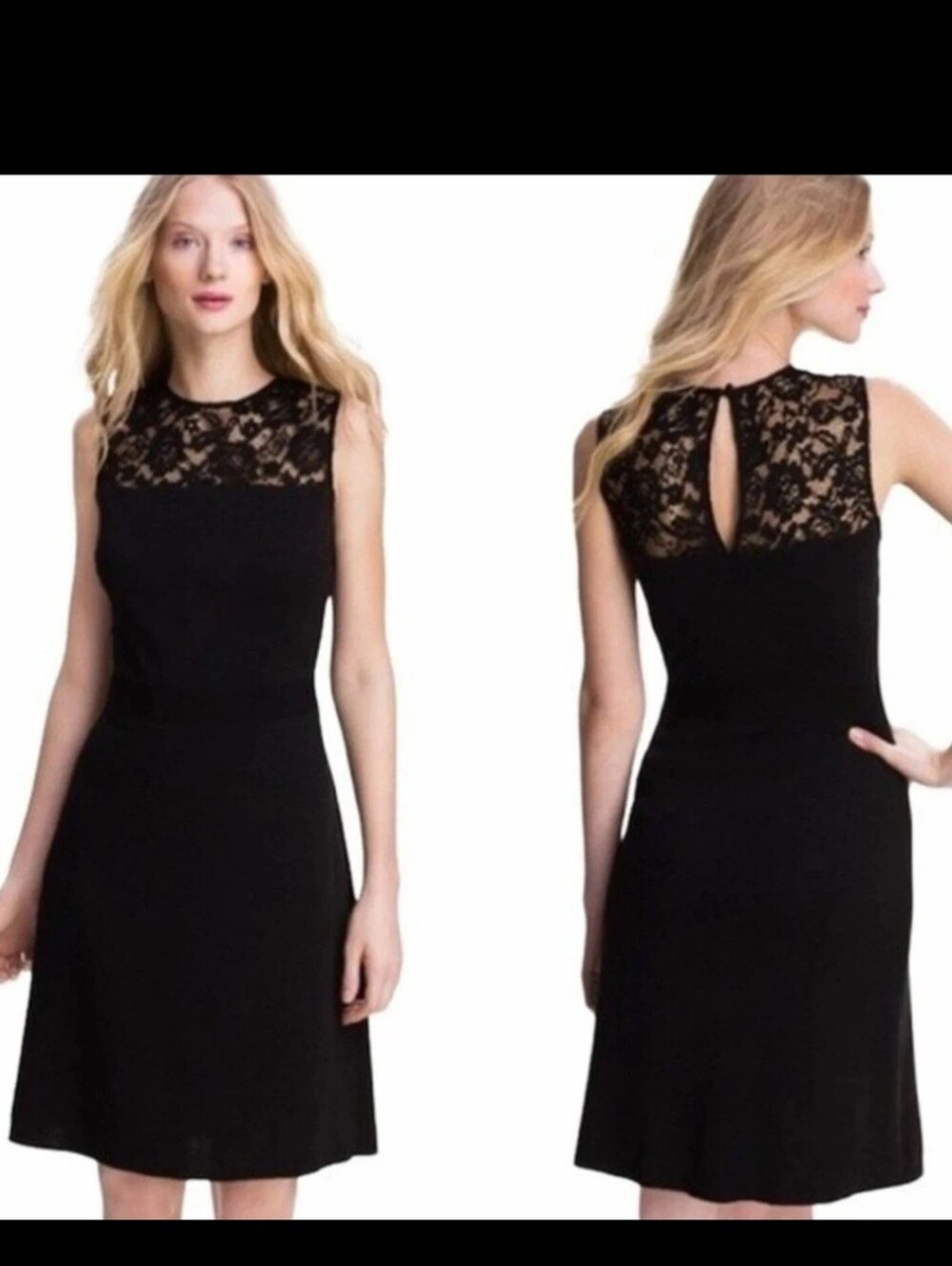 Tory Burch Adrianna Sheaf Dress Lace Upper Front & Back, Waist Band Black Small